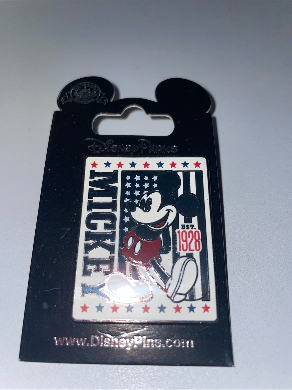 Disney Mickey Mouse Red Black White Patriotic Enamel Pin